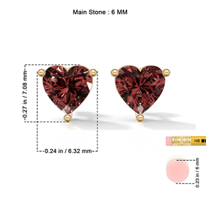 Heerani Jewels Natural Garnet 925 Sterling <b>Silver</b> <b>Heart</b> Shape IGI Certified Engagement Claw Setting Trendy Stud Vermeil <b>Earrings</b> - Product Image 6