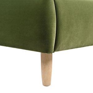 Letto matrimoniale imbottito con piattaforma e testiera curva in stile romano, in velluto performante verde oliva - Product Image 2