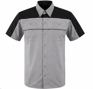 เสื้อเชิ้ตแขนสั้นผู้ชายลำลอง คอปกป๊อปลินบล็อกสี ใส่ได้ในฤดูร้อน - Product Image 3