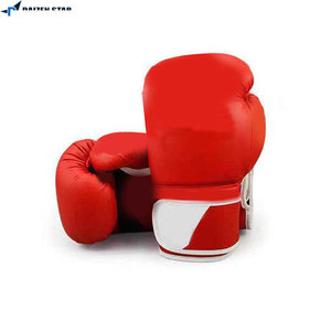 Gants de boxe rouges en PU, à doigts entiers, avec fermeture à lacets au poignet, pour adultes, équipement d'entraînement - Product Image 1