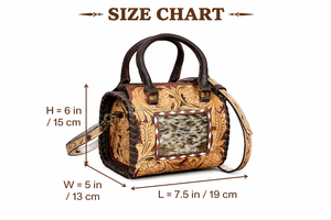 2026 Premium Luxury Floral <b>Hand</b> Tooled Leather Small Speedy Bag Western Genuine Cowhide <b>Mini</b> Duffel Crossbody Handbag for Women - Product Image 2