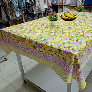 Mantel de Algodón con Estampado Floral Moderno, Ecológico y Personalizable, Hecho a Mano en India, con Diseño de Flores Amarillas, Rectangular, para Mesa de Comedor - Product Image 2