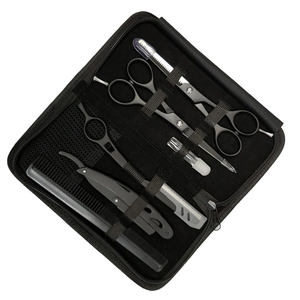 Wholesale Customized Professional Barber Hair Cutting Set Stainless Steel Fancy Straight Blade <b>Shears</b> and Shaving Razor Kit - Product Image 5