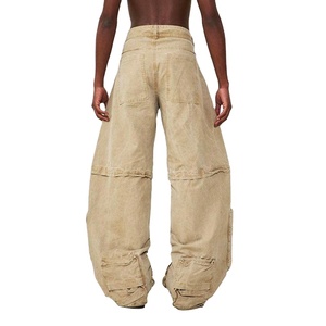 Hombres Nuevo estilo Sun Faded Oversized Multi Pocket Baggy Acid Wash Zipper Cargo Pantalones 2026 - Product Image 2
