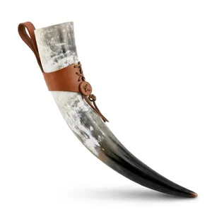 Handmade Buffalo <b>Horn</b> <b>Drinking</b> <b>Horn</b> with Leather Wrap Natural Craft Art Collectible Rustic Design Durable - Product Image 3