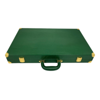 Jeu de backgammon de tournoi vert de 23 pouces, grand format, en bois et métal personnalisé, avec pions et dés