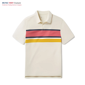 2025 offre spéciale hommes pour Polo haut de gamme vêtements de travail 100% Polyester ne se déforme jamais col mémoire rayé tricoté - Product Image 4