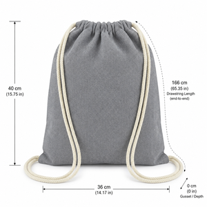 225 GSM Recycled Cotton <b>Drawstring</b> <b>Backpack</b> 36x40 cm Gym Sports Sack Custom Logo Promotional Wholesale OEM Manufacturer Exporter - Product Image 3