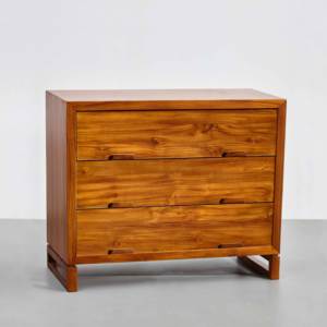 Commode en teck pratique et contemporaine avec 3 tiroirs pour chambre à coucher - Product Image 2