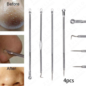 Premium 4 Piece Stainless Steel Acne Extractor Kit Custom Color Blackhead Remover <b>Tools</b> for Facial Skin Care - Product Image 6