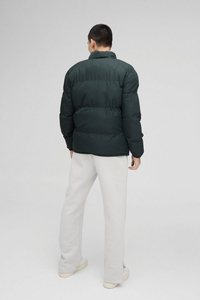 2026 Dark Green Puffer <b>Jacket</b> Stand Collar Zipper Closure Windproof Casual Winter Coat <b>Thick</b> Polyester Wadding Regular Fit - Product Image 3