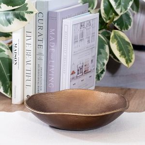 Bol rond décoratif en bronze rustique, 10 pouces (Bronze), fait main, en cuivre avec patine verte, bol décoratif vintage - Product Image 2