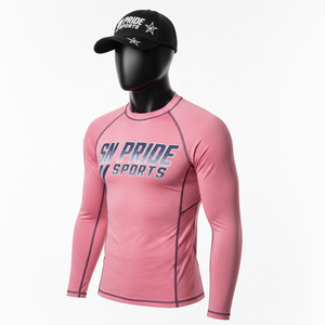 Custom Size Eco-Friendly Spandex/Polyester Compression MMA Long Sleeve Rash Guard Comfortable Sublimation Fitness Hot Selling - Product Image 4