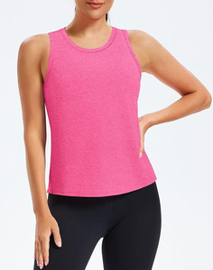 Custom Womens Asymmetrical Open Back <b>Cross</b> Hem 100% Cotton Stretch Workout Tank <b>Top</b> Sleeveless Yoga Fitness Gym Athletic Sports - Product Image 2