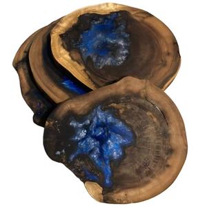 Sous-verres faits à la main en bois et en résine bleue de nouveau style pour le thé et les boissons aux prix de gros avec la meilleure qualité - Product Image 1