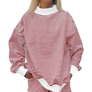Sweat-shirt en molleton de coton à col montant et manches longues pour femme, personnalisable, broderie, vêtements décontractés, fabricant en gros OEM - Product Image 1