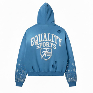 Sudadera con Capucha Premium para Hombre, Estilo Acid Wash, Gruesa, Desgastada, Estilo Urbano, Ecológica, Impermeable, Talla Grande - Product Image 2