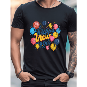2025 elegante t-shirt da uomo in cotone per tutte le stagioni comoda a maniche corte per il nuovo anno - Product Image 1