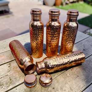 Handcrafted Hammered Pure <b>Copper</b> Water <b>Bottle</b> Ayurvedic Health Benefits <b>Drinking</b> <b>Bottle</b> At Cheap Price - Product Image 1
