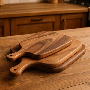 Ensemble de planches à découper en bois d'acacia avec poignée, planche à découper en bois massif, qualité alimentaire, respectueux de l'environnement, fournisseur OEM - Product Image 1