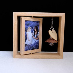 New Arrival Wooden Photo <b>Frame</b> Rectangular Handmade Tabletop Horizontal Creative Heart Pendant Decor - Product Image 2