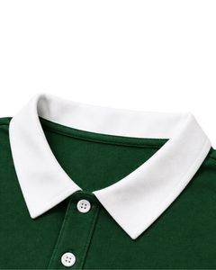 Customized Green And <b>White</b> Men <b>Polo</b> Shirt Short Sleeve Casual Golf T Shirt Breathable Summer Color Block Premium Quality Top - Product Image 6