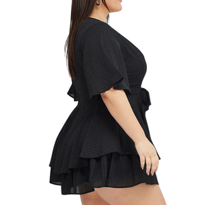 ชุดรอมเปอร์ไซส์ใหญ่ ระบายอากาศดี ดีไซน์ผ่าหน้า ชายกระโปรงแบบเลเยอร์ สายเดี่ยว แต่งระบาย แขนระบาย ความยาวปานกลาง แฟชั่นผู้หญิง รับผลิตแบบ OEM ODM - Product Image 4