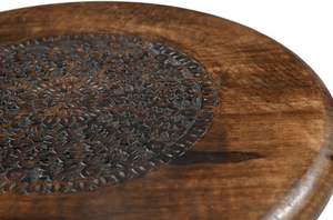 Table en bois à trois pieds, table basse ronde moderne et table d'appoint pour petits espaces avec pilier, livres et magazines en bois - Product Image 3