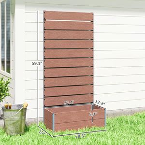 Jardinière surélevée marron pour plantes grimpantes, avec treillis, pour extérieur, 28,25 po x 15 po x 59 po, pots de fleurs, jardinières - Product Image 3