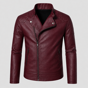 High Quality Men Premium Leather <b>Jacket</b> Slim Fit Motorcycle <b>Jacket</b> with Asymmetrical Front Zip and Side Pockets Regular Fit - Product Image 1
