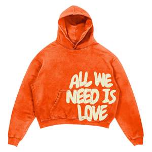 Vente en gros Sweat à capuche pour homme, coupe oversize courte, décontracté, ample, style Hip Hop Gothique, coupe carrée, à manches longues, avec logo personnalisé et impression en relief - Product Image 4