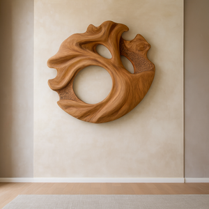 Sculpture murale en bois biologique artisanale en gros, sculpture murale en bois pour la décoration murale du salon - Product Image 1