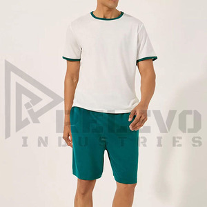 Ensemble T-shirt et short en coton pour homme Relevo, coupe ample, séchage rapide, tenue décontractée d'été, tissu respirant tricoté - Product Image 3