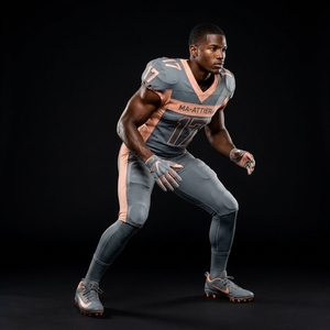 Custom Gray Peach American Football Jersey <b>Padded</b> <b>Pants</b> Set Team Uniform Sportswear Wholesale Manufacturer Supplier - Product Image 4