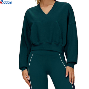 Top Selling Plus Size <b>Women</b> New Style <b>V</b> <b>Neck</b> Fleece Oversized Tops <b>Women</b> Cotton Pullover Wholesale Cropped Hoodies <b>Sweatshirts</b> - Product Image 6