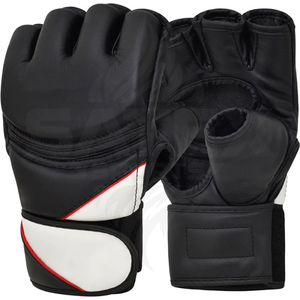 Gants Mma demi-doigts en PU, fermeture Velcro, unisexe, pour l'entraînement aux arts martiaux, noir, rose, blanc - Product Image 5