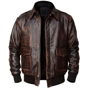 Best Quality Men's Genuine Leather Jacket <b>Winter</b> High Street Style Plain with OEM Service Leather Jacket For Man - Product Image 6