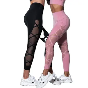 Stretchy Contour Nylon Womens Mesh Workout Fitness Gym Sports Yoga Wear Tights Pants sublimation legginsgs