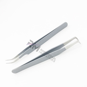 RMI Silver Tip Curve Boot Point Silver Powder Color Tweezers High Quality Stainless Steel Eco-Friendly Anti-Static Eyelash - Product Image 4