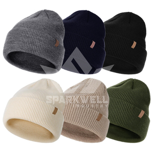 หมวกบีนนี่สีดำ SPARKWELL INDUSTRY สำหรับทุกเพศ ผลิตจากอะคริลิก 100% หมวกไหมพรมสำหรับฤดูหนาว สีพื้น สไตล์ลำลอง ขนาดผู้ใหญ่ 56-58 ซม. - Product Image 5