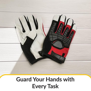 ถุงมือช่างแบบใหม่พร้อมโลโก้สั่งทำ ถุงมือเซฟตี้สำหรับงานหนัก ผลิตจากหนังวัวแท้ ทนทานต่อการเสียดสีและทนความร้อน - Product Image 6
