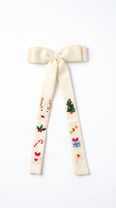 Moño para el Cabello de Algodón Bordado a Mano con Diseño Floral y Adorno de Perlas, Accesorio Decorativo para el Cabello de Gran Tamaño - Product Image 5