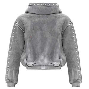 Men's Red <b>Rhinestone</b> Zip-Up Hoodie Crop Long Sleeve Custom Print 100% Cotton Autumn 500g Sweatshirt <b>Jacket</b> - Product Image 6