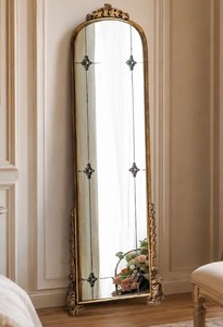 Espejo de pie francés vintage |   Espejo Antiguo de Cuerpo Entero |   Espejo Dorado Barroco |   Decoración de Dormitorio de Lujo - Product Image 3