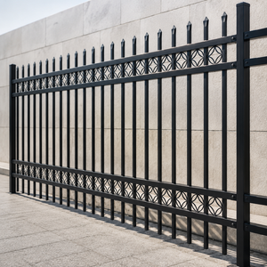 Panneau de clôture de sécurité moderne Sparxwizz en fer noir thermolaqué avec pointe en forme de lance et design géométrique annulaire pour extérieur - Product Image 6