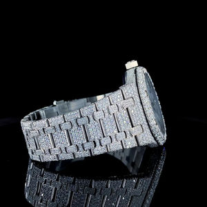 Relojes de Moissanita Personalizados de Fábrica, Totalmente Cubiertos de Diamantes, con Certificado de Autenticidad, Plata 925, VVS, para Hombre - Product Image 4