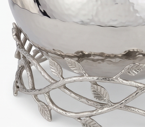 Handmade <b>Metal</b> <b>Bowl</b> With Leaf Branch Stand Polished Contemporary Design For Food Serving Gifting Decorative Centerpiece - Product Image 2