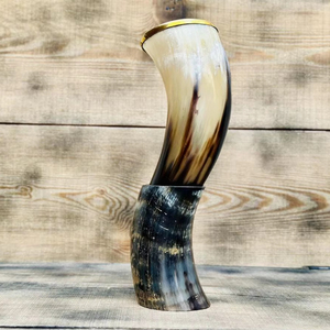 Authentic Medieval Inspired Viking <b>Drinking</b> Horn with <b>Stand</b> Polished Buffalo Wine/Mead/Beer Authentic Viking <b>Drinking</b> Horn <b>Stand</b> - Product Image 5