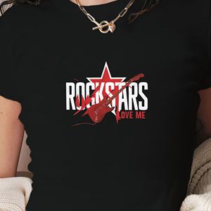 Guitare ROCKSTARS LOVE ME t-shirt court mode femme - Product Image 1