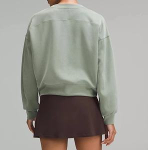 Wholesale Long Sleeve Crewneck Crop Top Casual Solid Cropped Pullover Design Long Sleeve Multi Color Breathable Women Sweatshirt - Product Image 5